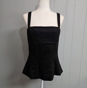 NWOT Emerson Lang Suede Like Black Squar Neck Tank Top Grunge Goth Boho Size XL